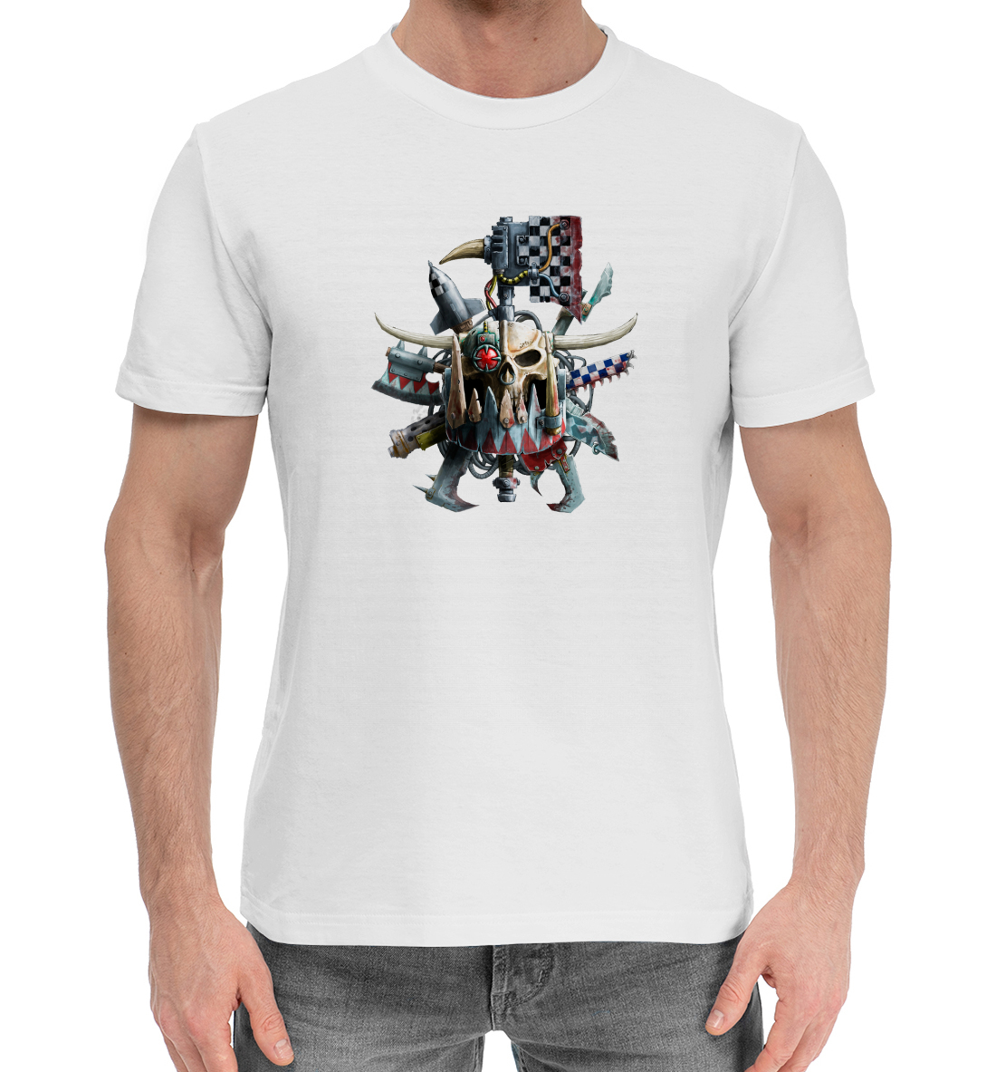 Мужская Хлопковая футболка с принтом Warhammer, артикул WHR-834335-hfu-2mp