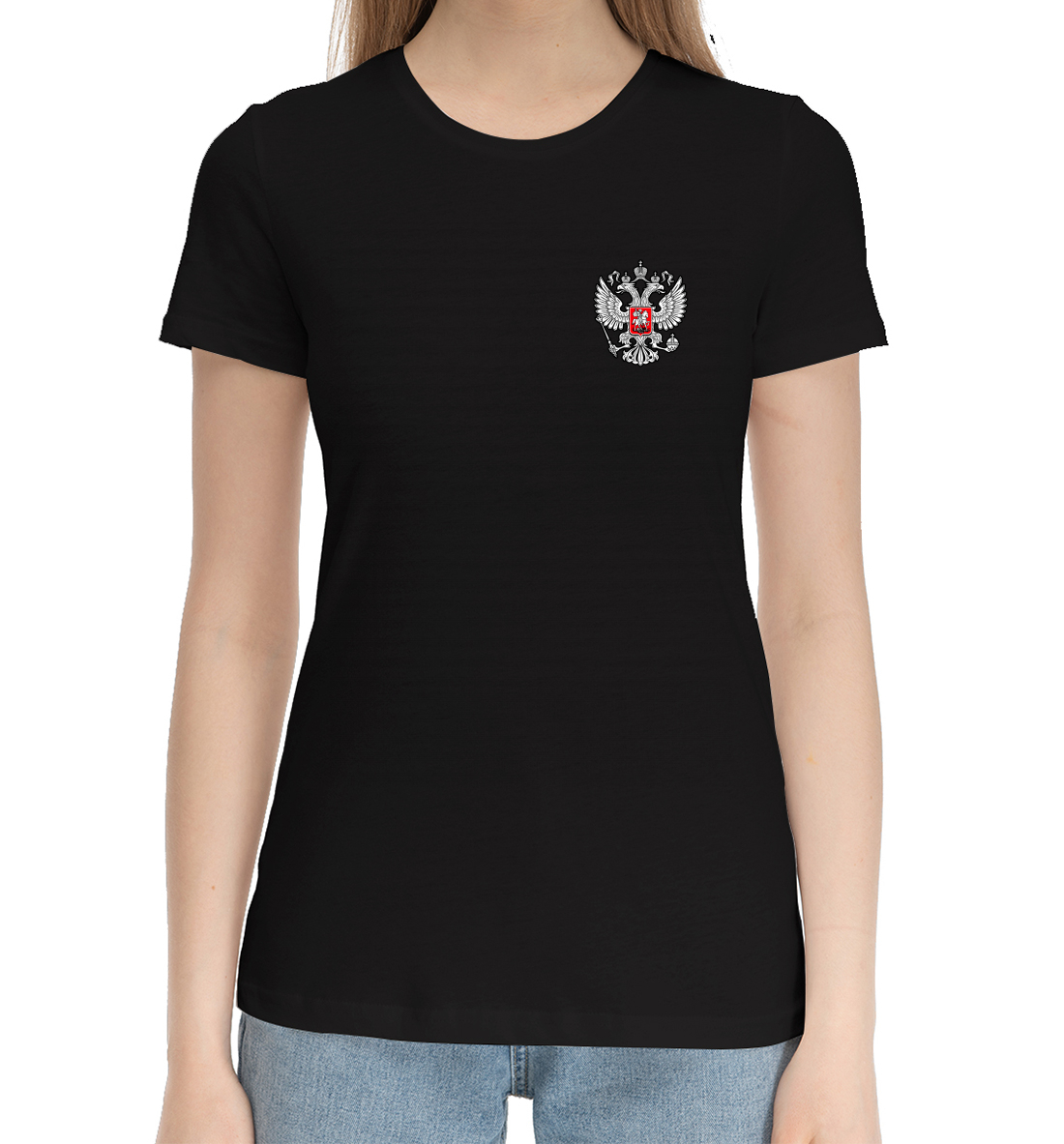 Женская Хлопковая футболка с принтом Камуфляж с гербом, артикул SRF-216046-hfu-1mp