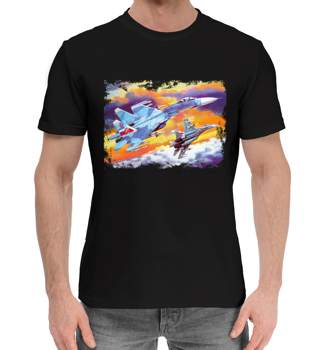 Мужская Хлопковая футболка с принтом Самолёт, артикул APN-565740-hfu-2mp