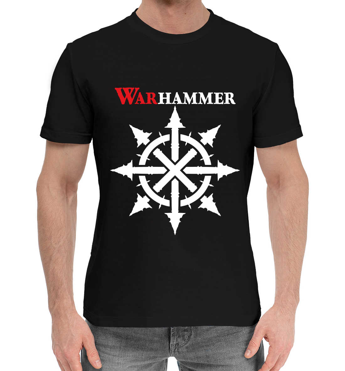 Мужская Хлопковая футболка с принтом Warhammer, артикул WHR-546968-hfu-2mp