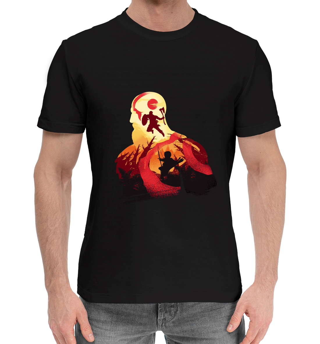 Мужская Хлопковая футболка с принтом God of war, артикул RPG-498738-hfu-2mp