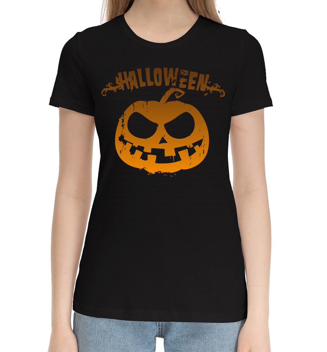 Женская Хлопковая футболка с принтом Halloween, артикул HAL-538352-hfu-1mp