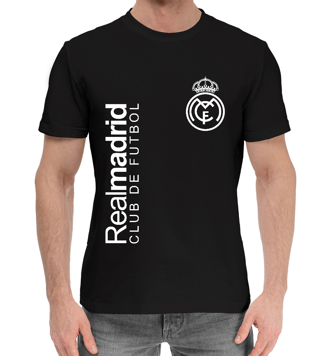 Мужская хлопковая футболка с принтом ФК Реал Мадрид (Club De Futbol)