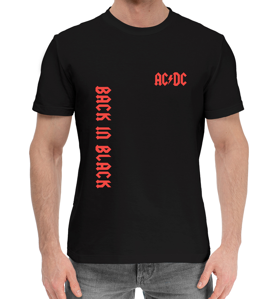 Мужская хлопковая футболка с принтом AC/DC