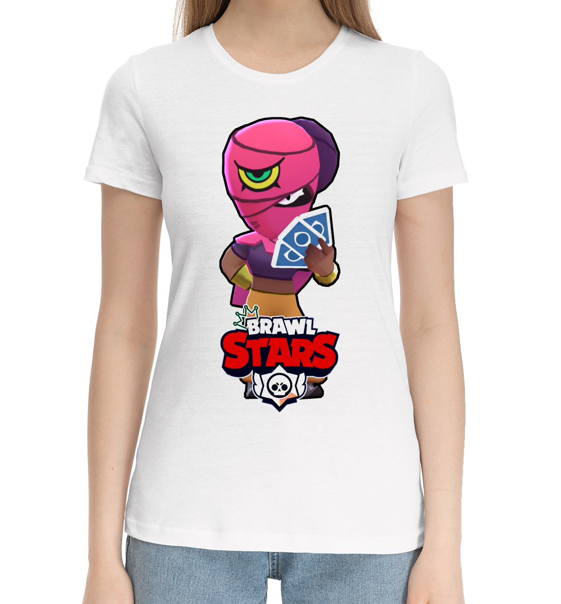 Женская Хлопковая футболка с принтом Brawl Stars, артикул CLH-824302-hfu-1mp