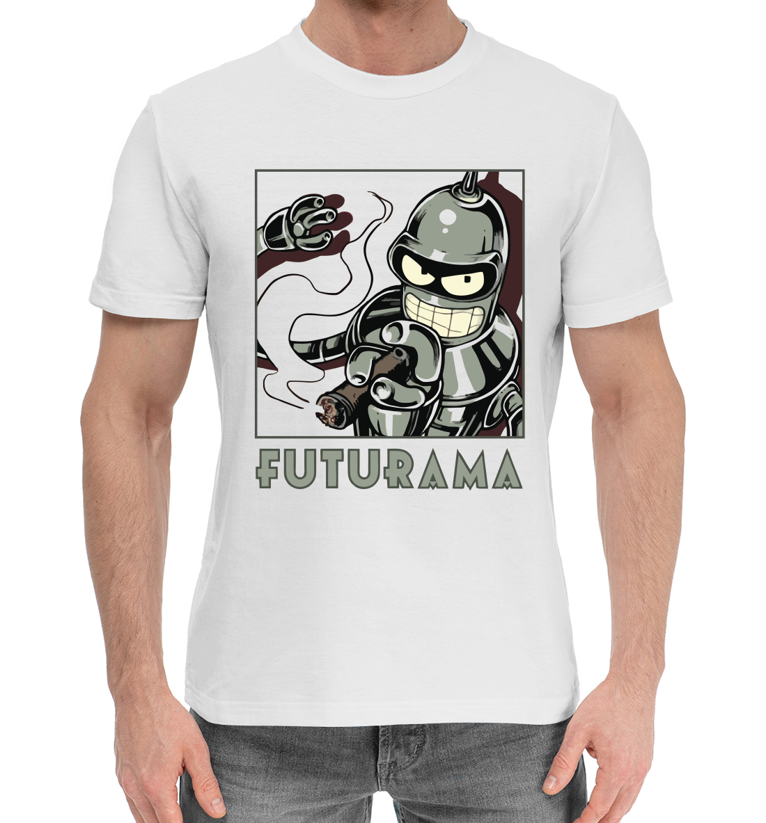 Мужская Хлопковая футболка с принтом Futurama, артикул FUT-362064-hfu-2mp