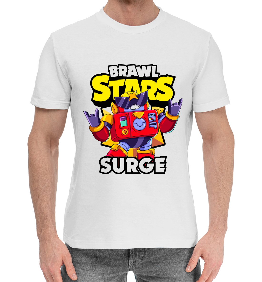 Мужская Хлопковая футболка с принтом Brawl Stars, Surge, артикул CLH-418828-hfu-2mp