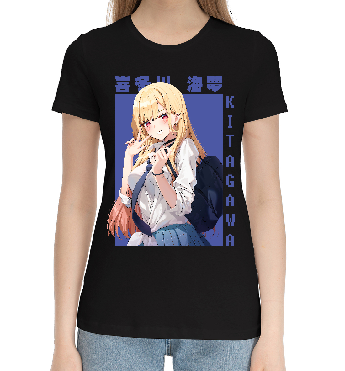 Женская Хлопковая футболка с принтом Марин Китагава, артикул ANR-716222-hfu-1mp
