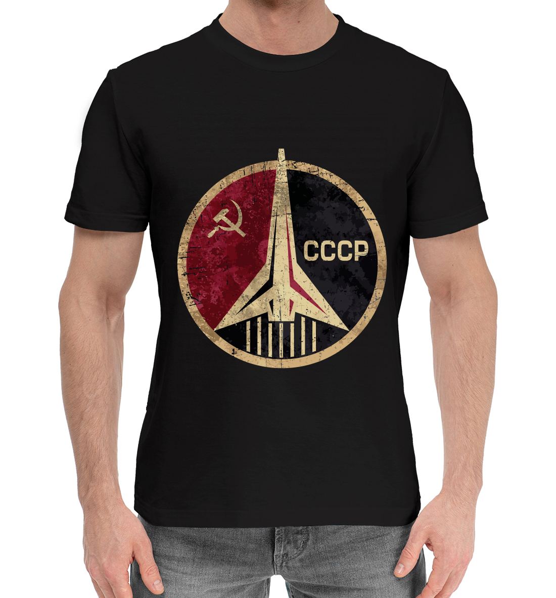 Мужская Хлопковая футболка с принтом СССР, артикул SSS-595804-hfu-2mp