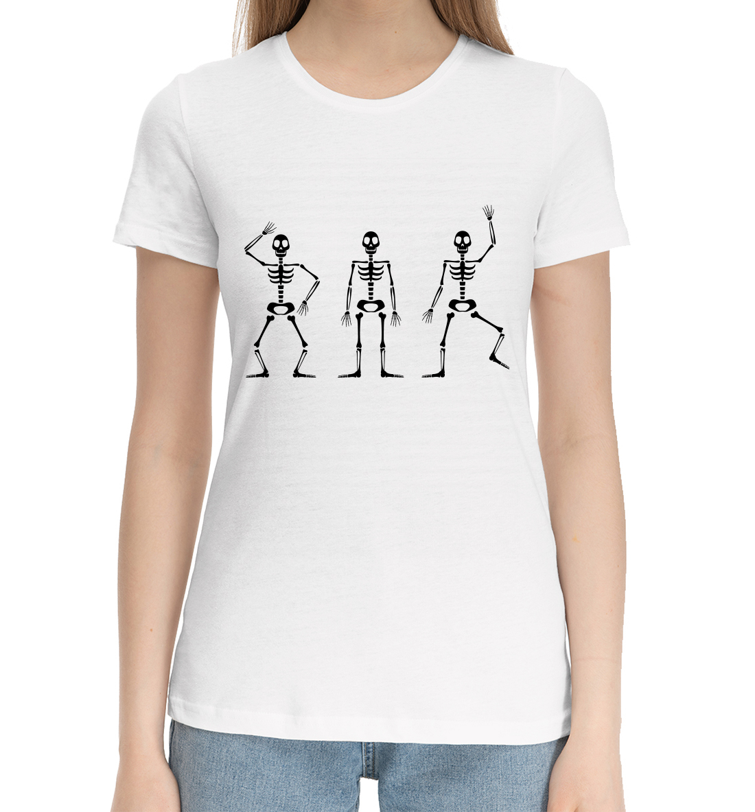 Женская Хлопковая футболка с принтом Скелеты, артикул HAL-314866-hfu-1mp