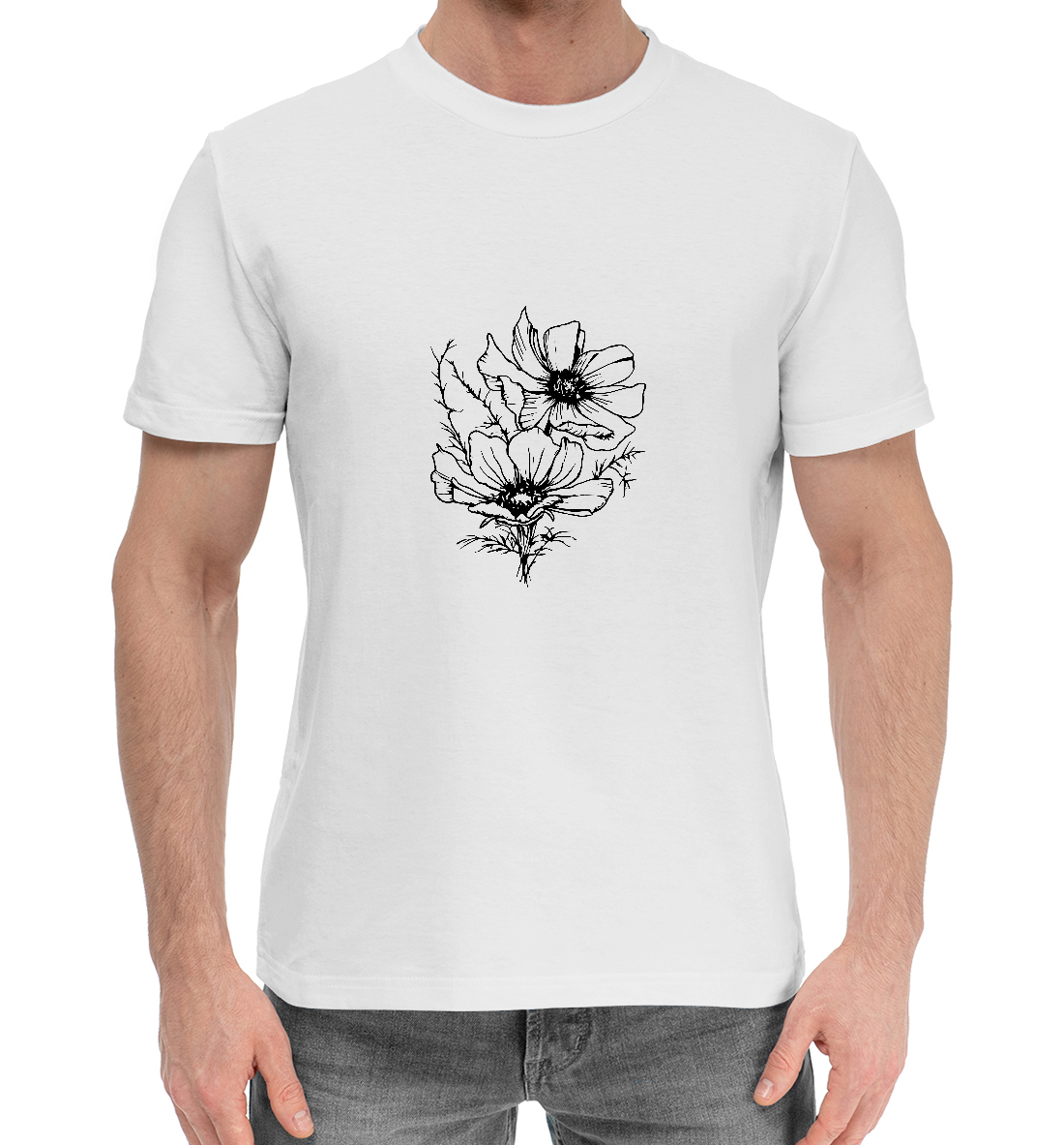 Мужская Хлопковая футболка с принтом Цветы, артикул CVE-464273-hfu-2mp