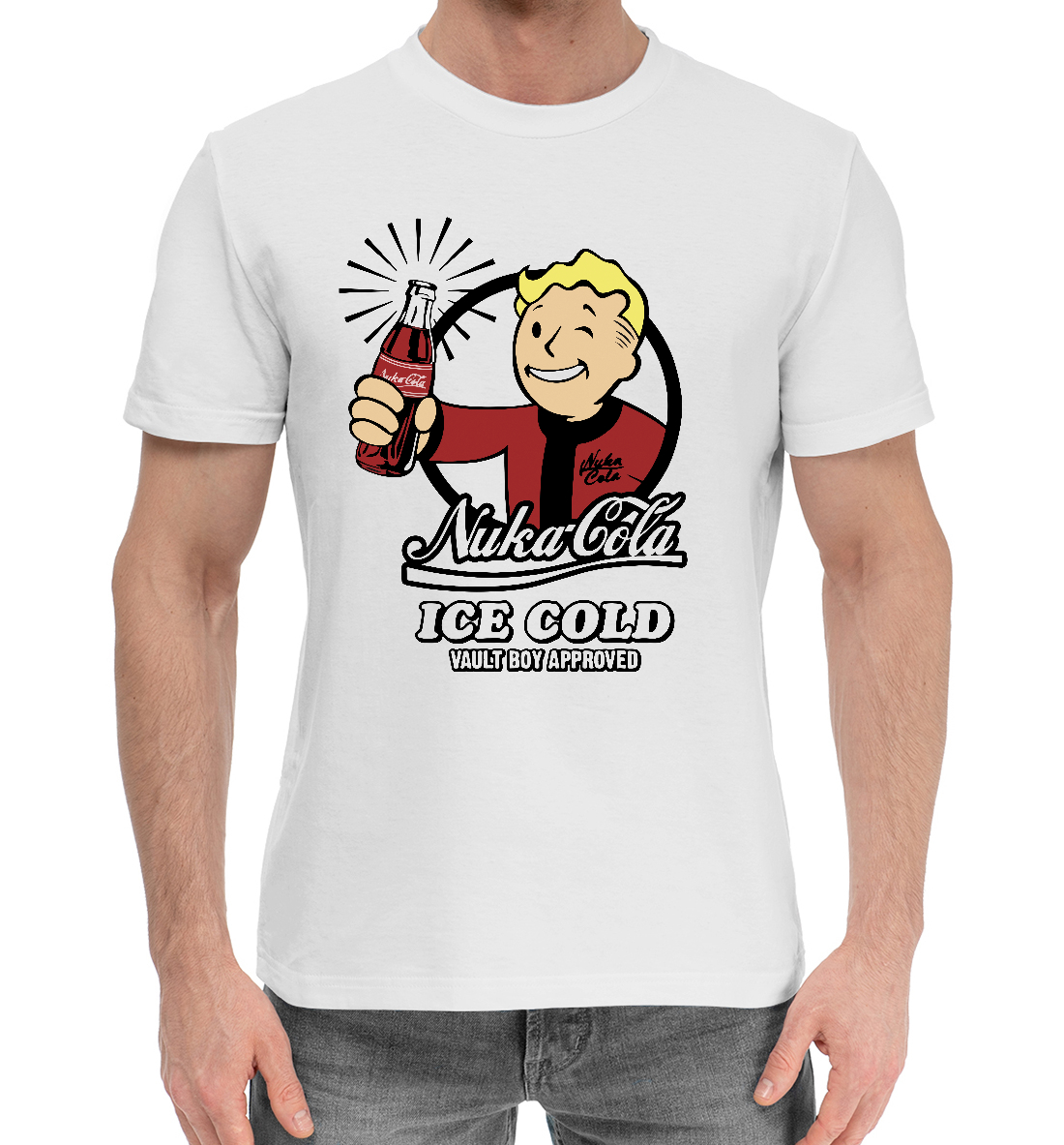Мужская Хлопковая футболка с принтом Nuka Cola, артикул FOT-818892-hfu-2mp
