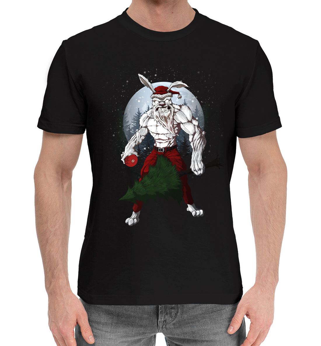 Мужская Хлопковая футболка с принтом Кролик оборотень, артикул YOT-720501-hfu-2mp