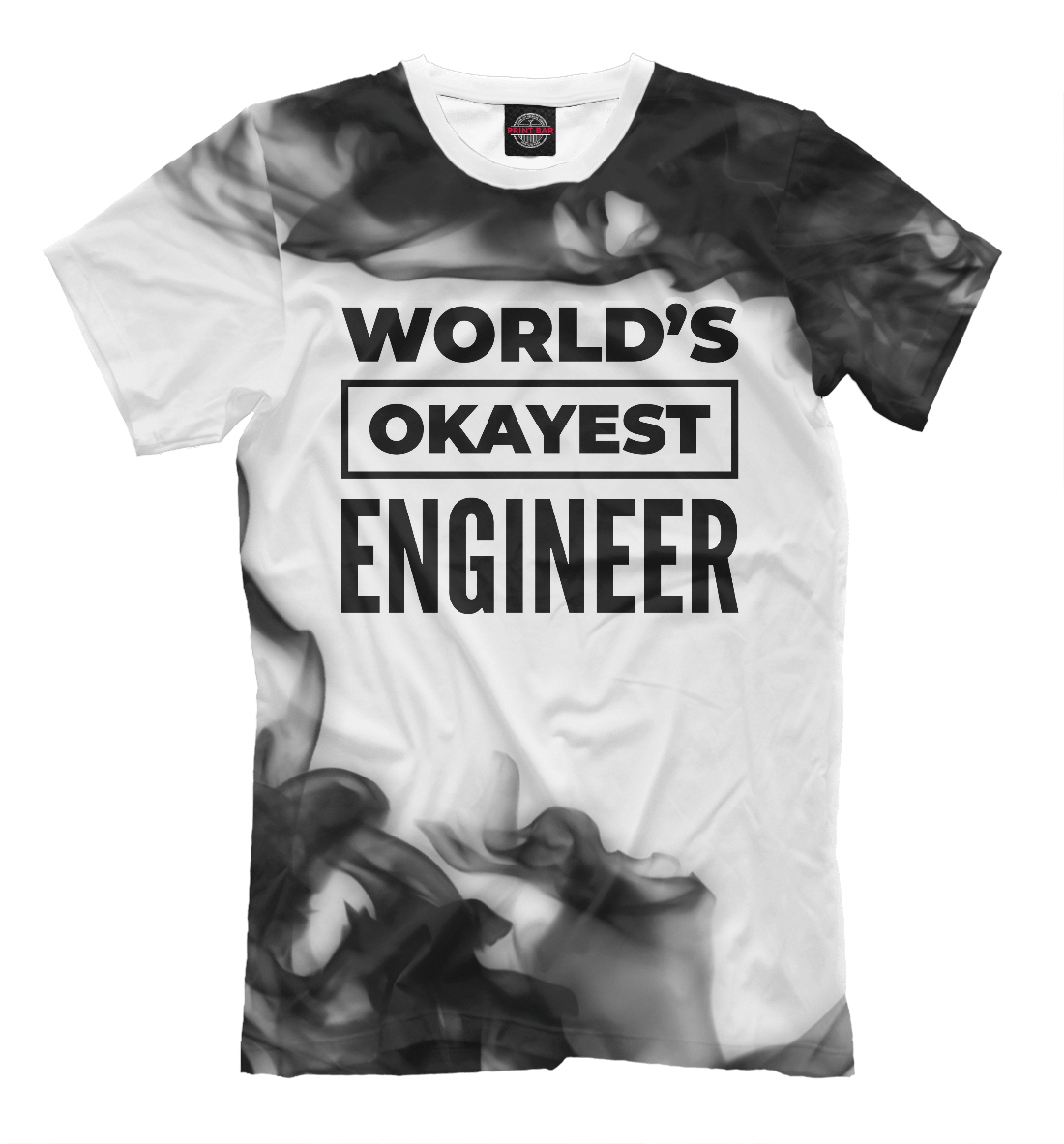 Женская футболка с принтом World's okayest Engineer (дым)