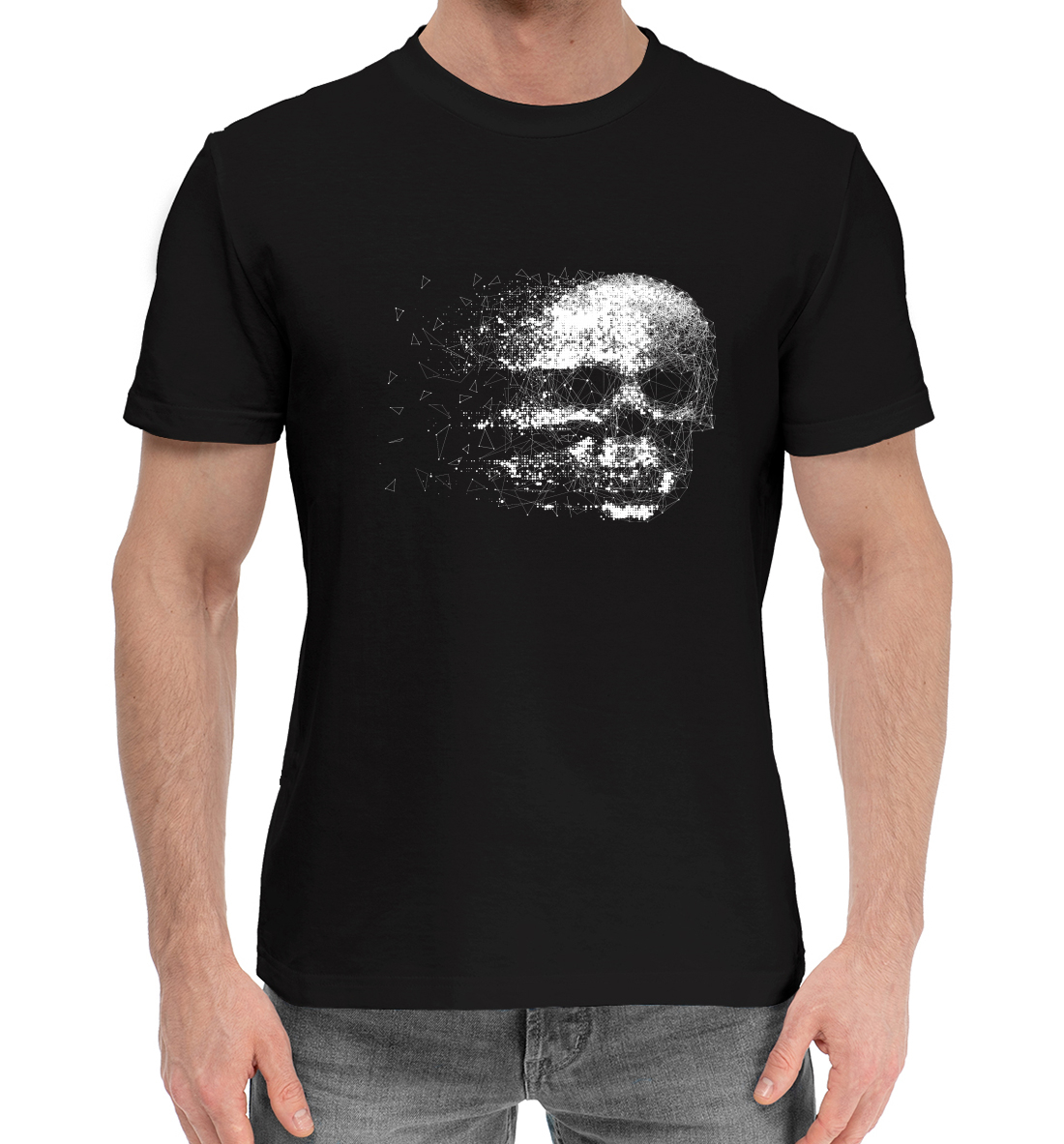 Мужская Хлопковая футболка с принтом Череп, артикул SKU-443111-hfu-2mp