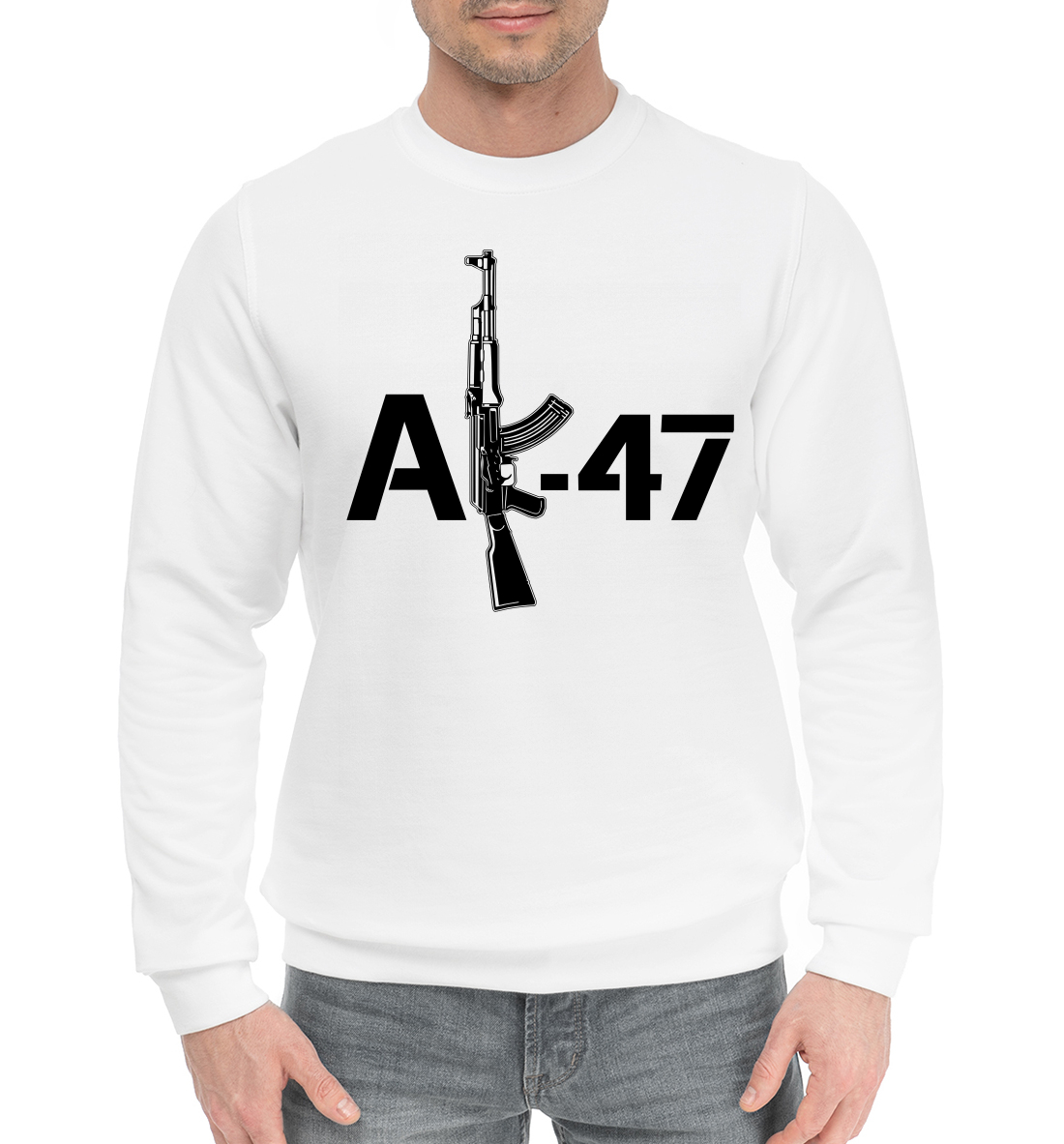 Мужской Хлопковый свитшот с принтом АК-47, артикул ARZ-938594-hsw-2mp