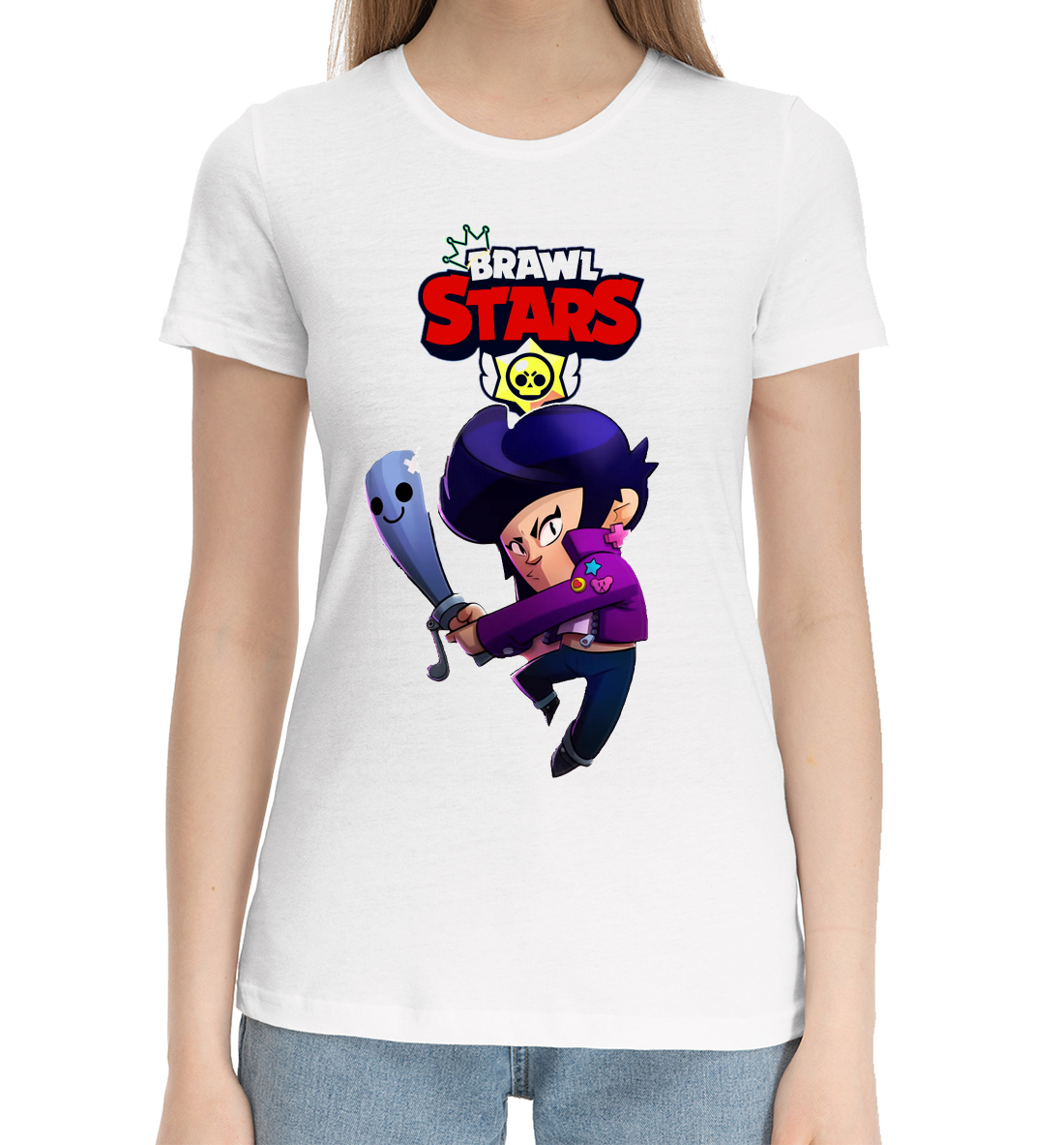 Женская Хлопковая футболка с принтом Brawl Stars, артикул CLH-326848-hfu-1mp