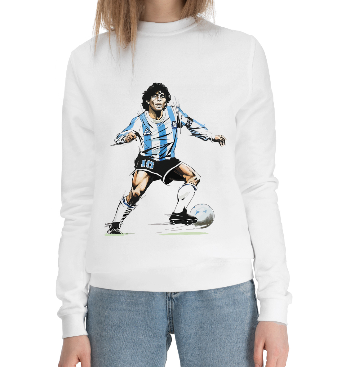 Женский Хлопковый свитшот Diego Maradona, артикул FLT-455635-hsw-1mp