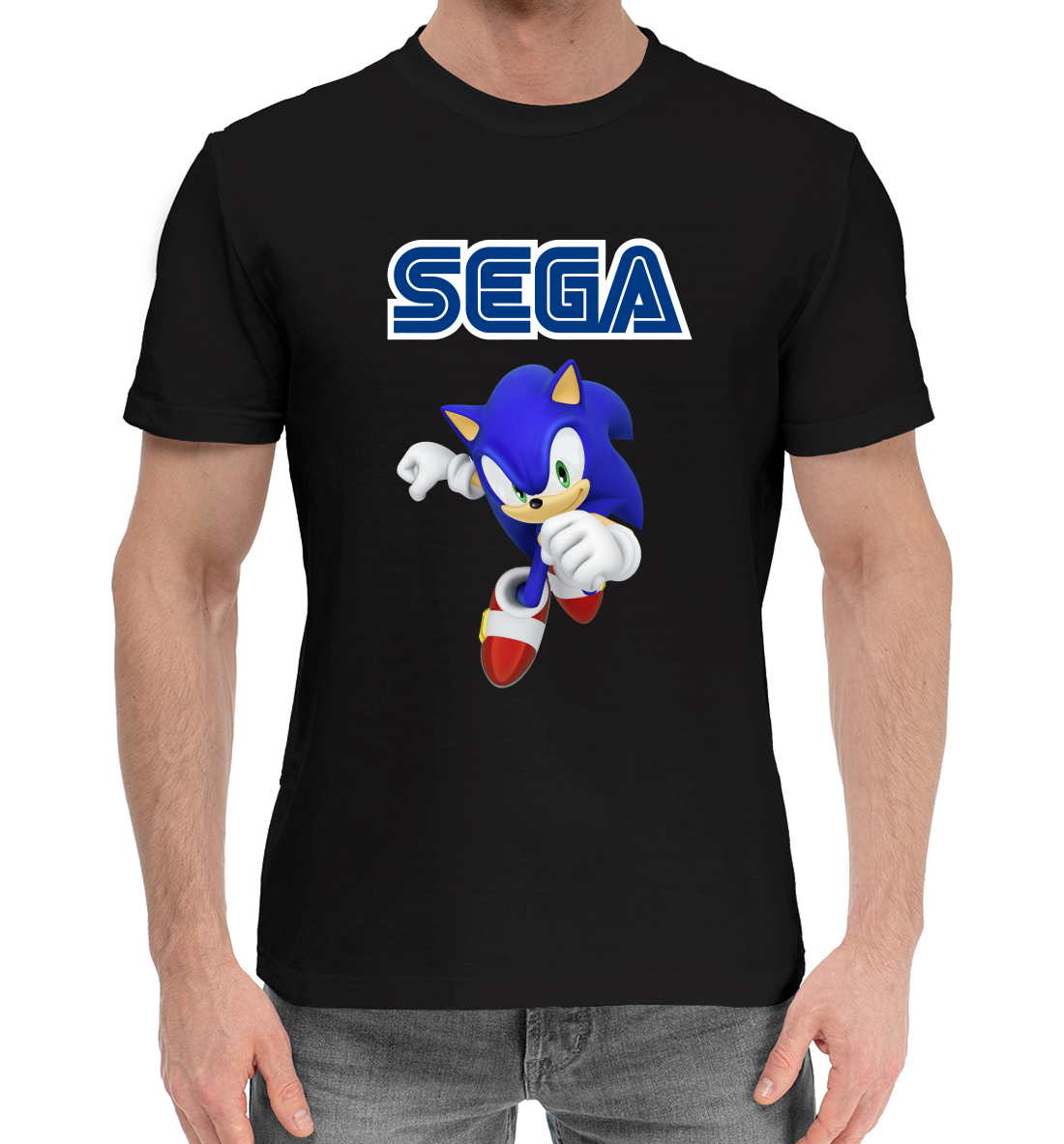 Мужская Хлопковая футболка с принтом Соник Sega, артикул RPG-929094-hfu-2mp