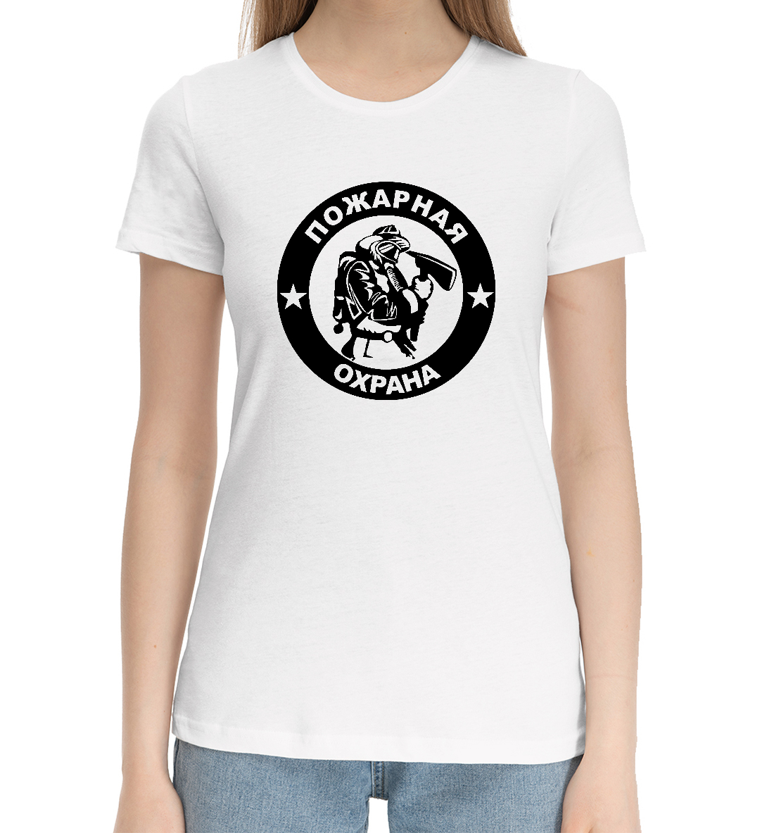 Женская Хлопковая футболка с принтом МЧС РОССИИ, артикул MCS-167838-hfu-1mp