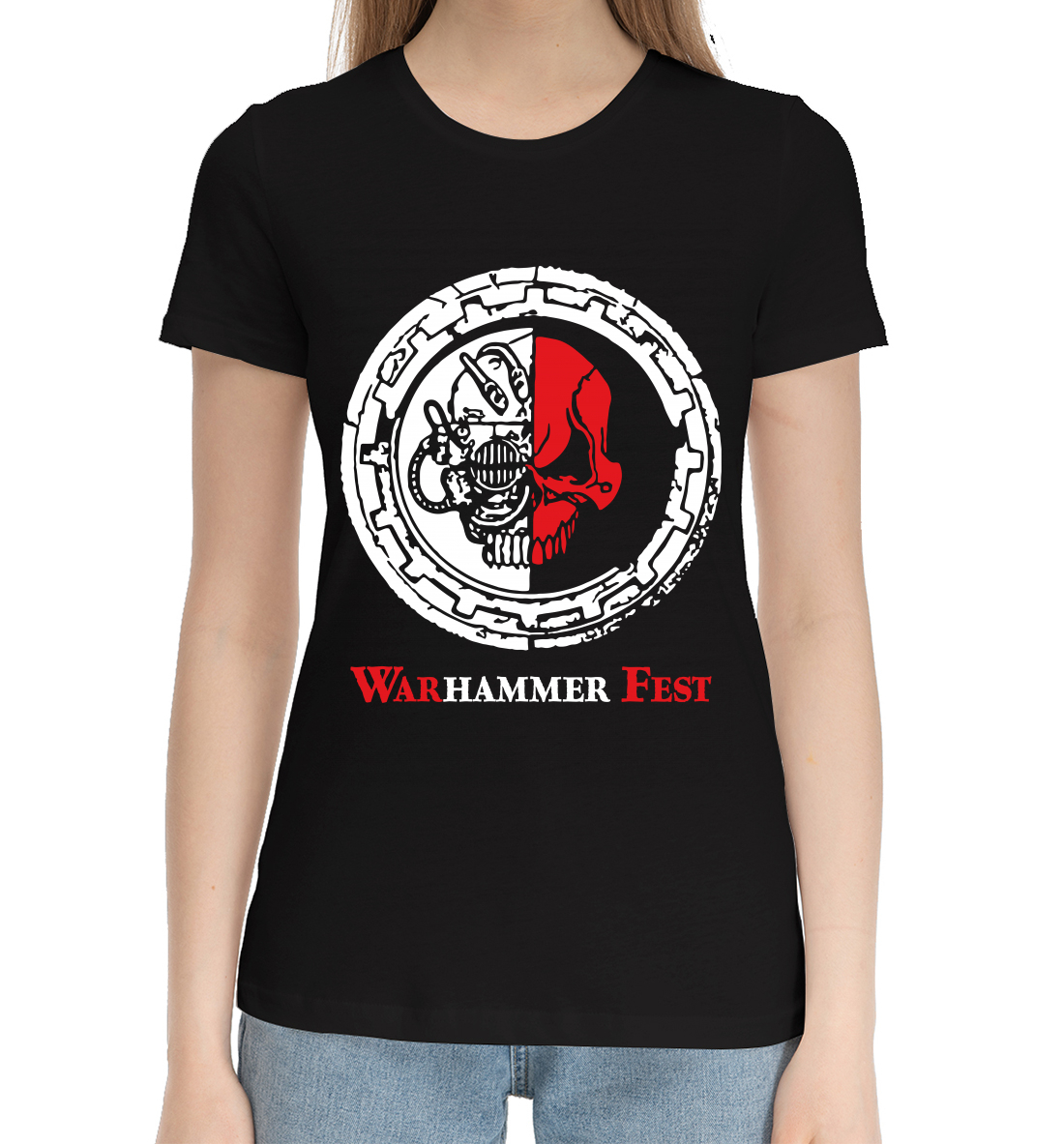 Женская Хлопковая футболка с принтом Warhammer, артикул WHR-466476-hfu-1mp