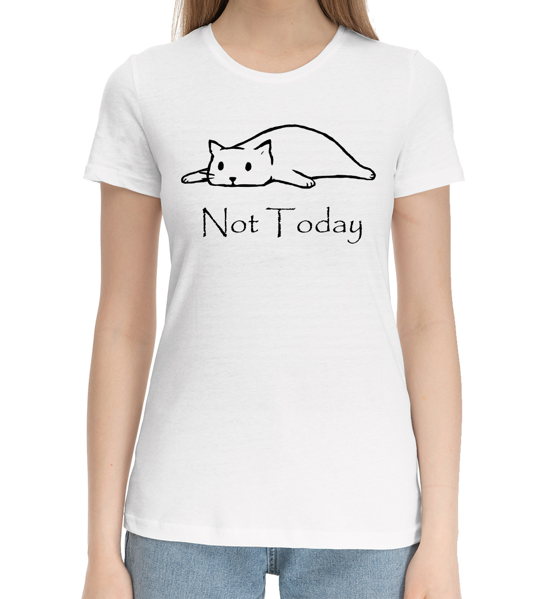 Женская Хлопковая футболка с надписью Not Today, артикул CAT-906175-hfu-1mp