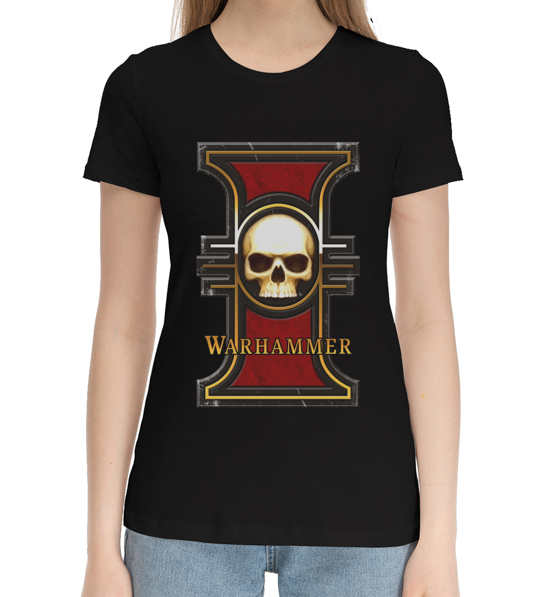 Женская Хлопковая футболка с принтом Warhammer, артикул WHR-668122-hfu-1mp