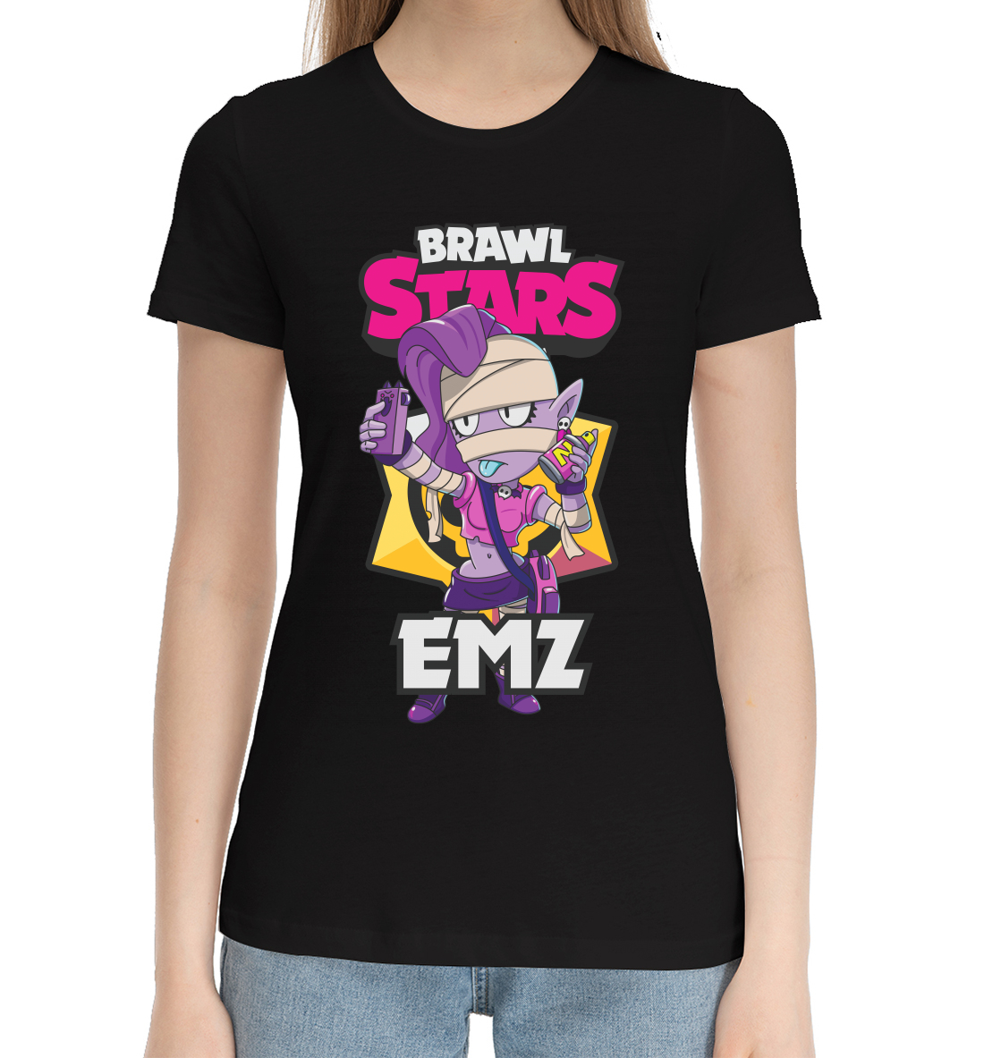 Женская Хлопковая футболка с принтом Brawl Stars, артикул CLH-881877-hfu-1mp