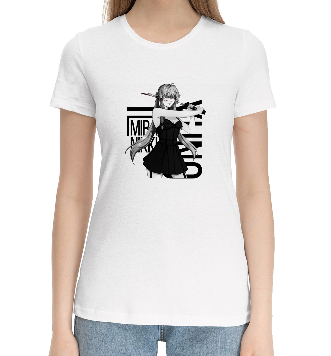 Женская Хлопковая футболка с принтом Юно Гасай, артикул ANR-644922-hfu-1mp