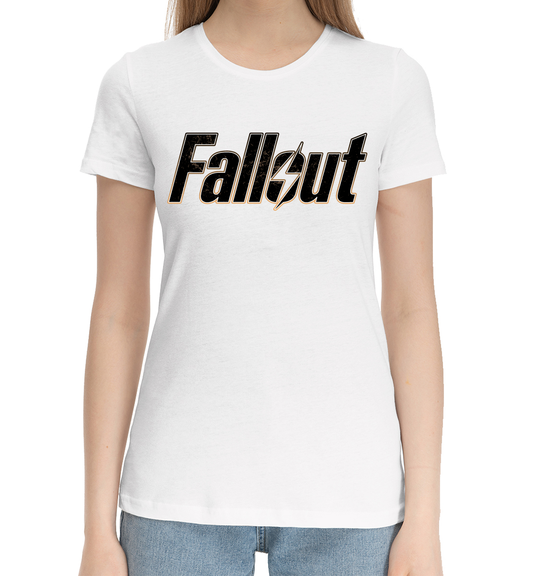 Женская Хлопковая футболка с принтом Fallout, артикул FOT-905980-hfu-1mp