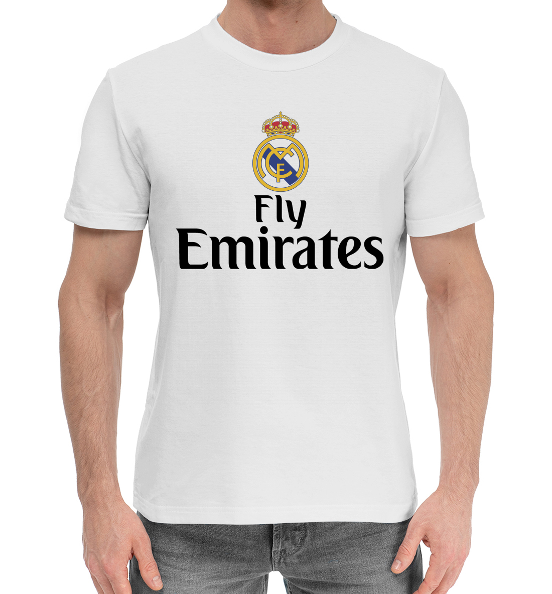 Мужская хлопковая футболка с принтом Форма Реал Мадрид