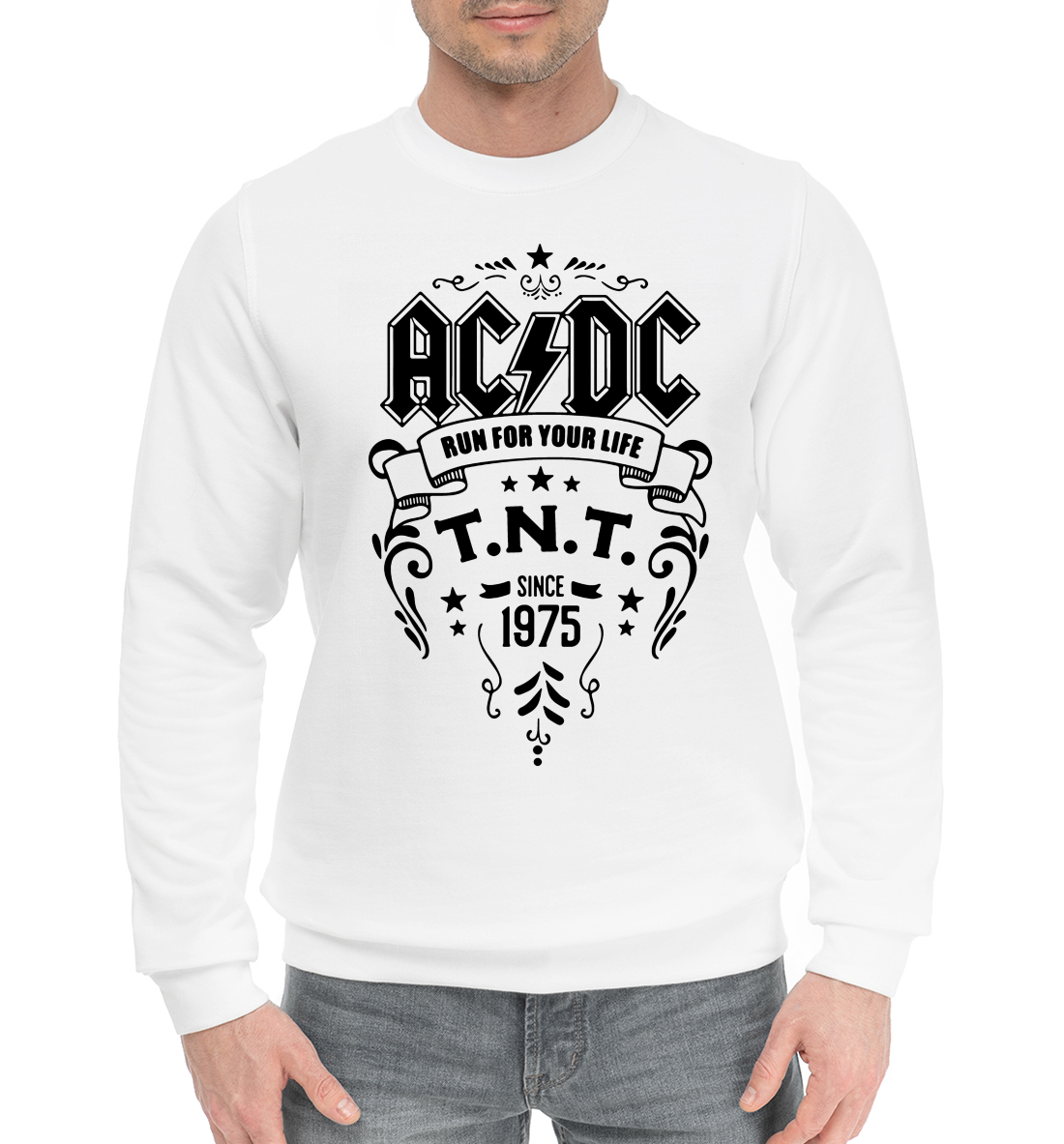 Мужской хлопковый свитшот с принтом AC/DC