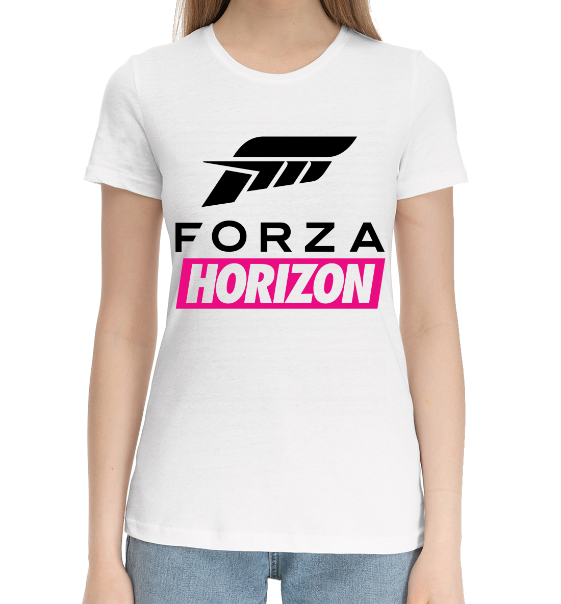 Женская Хлопковая футболка с принтом Forza Horizon, артикул RPG-433924-hfu-1mp