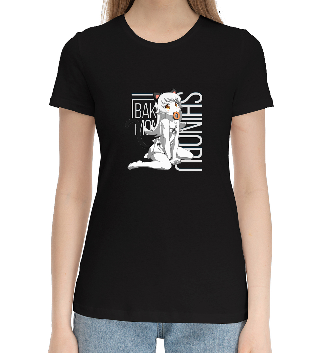 Женская Хлопковая футболка с принтом Bakemonogatari, артикул ANR-930129-hfu-1mp