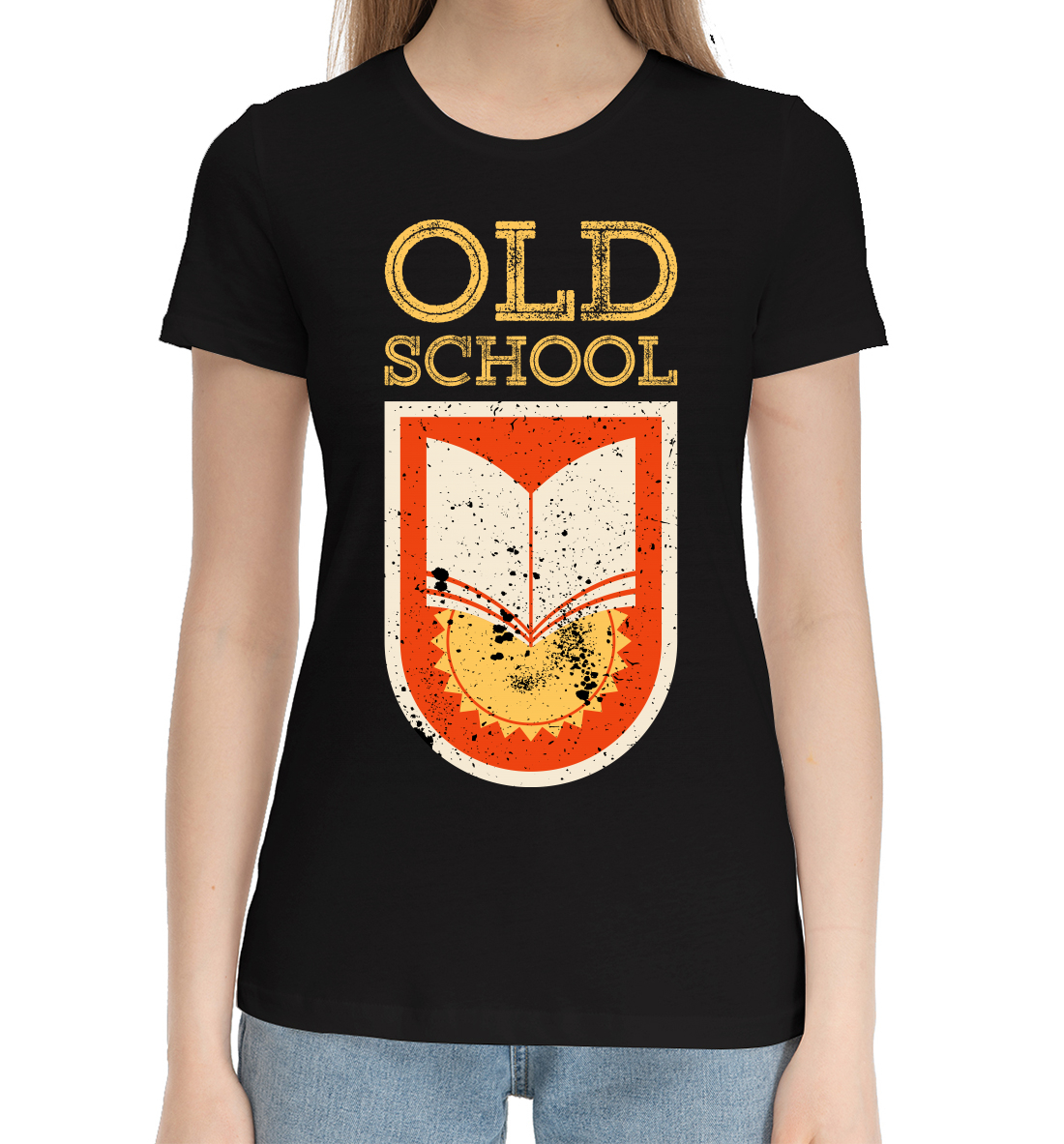 Женская Хлопковая футболка с принтом Old School, артикул APD-624215-hfu-1mp