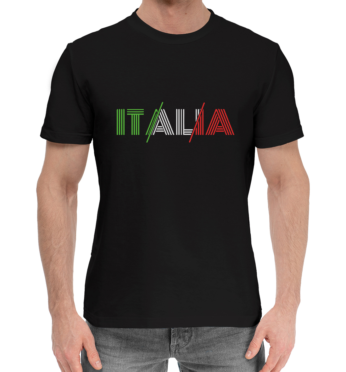 Мужская Хлопковая футболка Italia, артикул SIT-680649-hfu-2mp