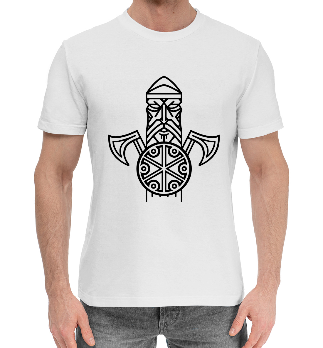 Мужская Хлопковая футболка с принтом Перун Бог Воинов, артикул SVN-842082-hfu-2mp