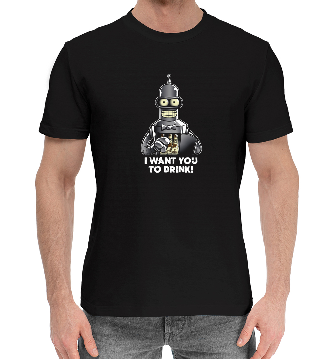 Мужская Хлопковая футболка с принтом Futurama, артикул FUT-163614-hfu-2mp