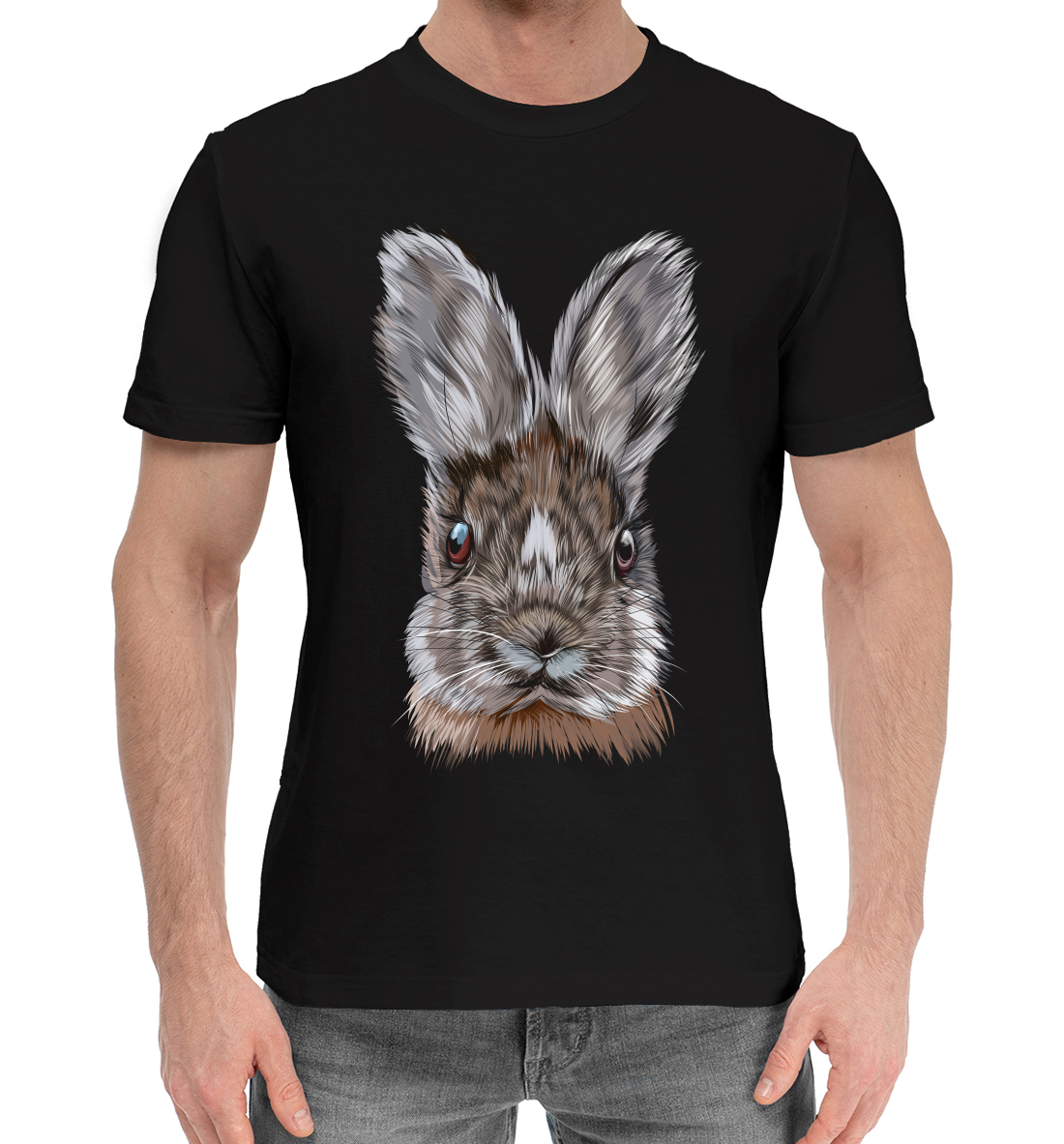 Мужская Хлопковая футболка с принтом Кролик, артикул YOT-578337-hfu-2mp