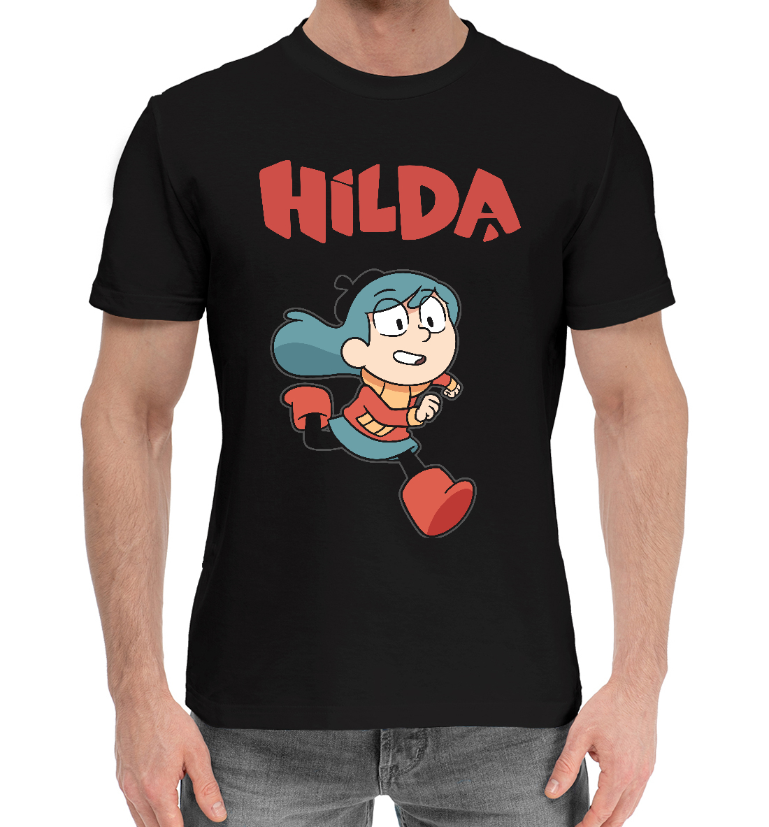 Мужская хлопковая футболка с принтом Hilda