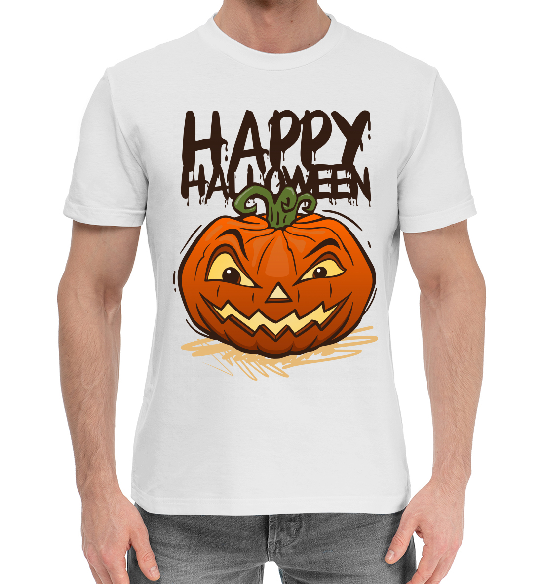 Мужская Хлопковая футболка с принтом Halloween, артикул HAL-473130-hfu-2mp