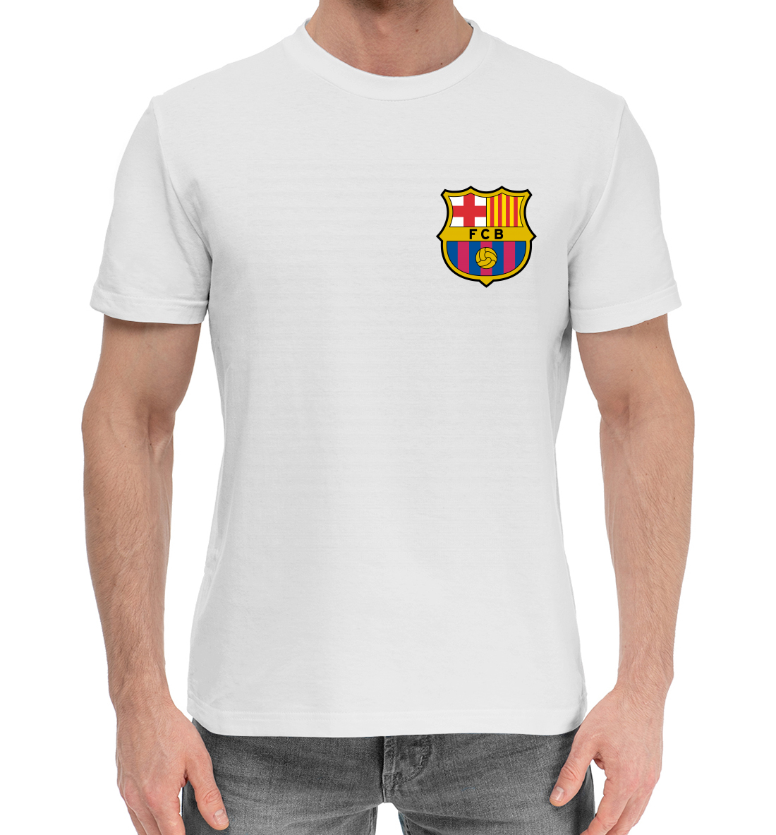 Мужская хлопковая футболка с принтом Barcelona