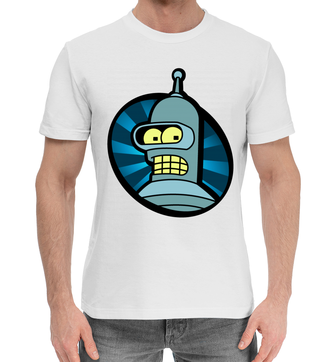Мужская Хлопковая футболка с принтом Futurama, артикул FUT-386797-hfu-2mp