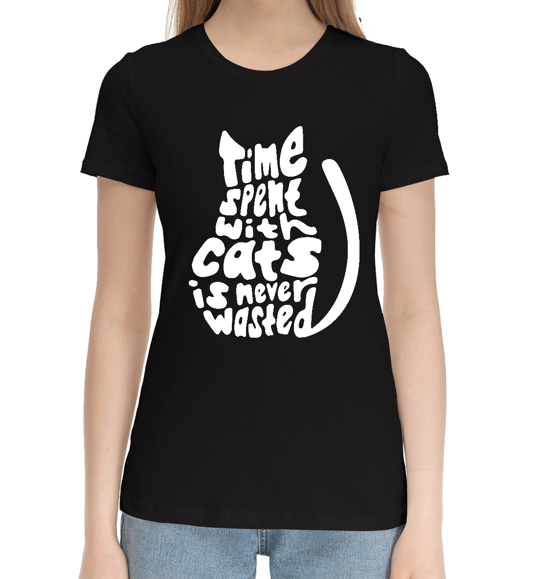 Женская Хлопковая футболка с надписью Мудрые слова, артикул CAT-199177-hfu-1mp