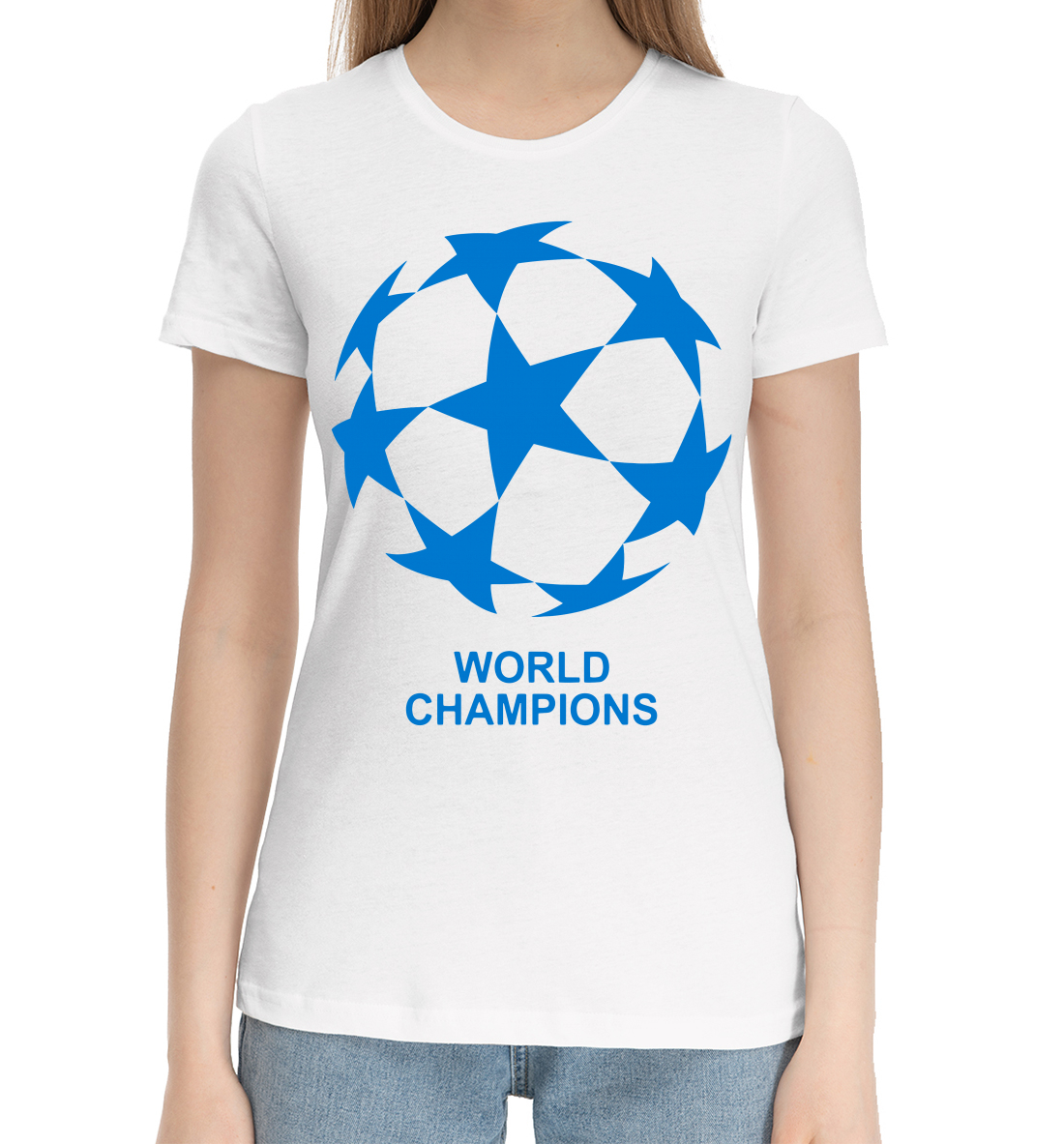 Женская Хлопковая футболка World champions, артикул FTO-807963-hfu-1mp