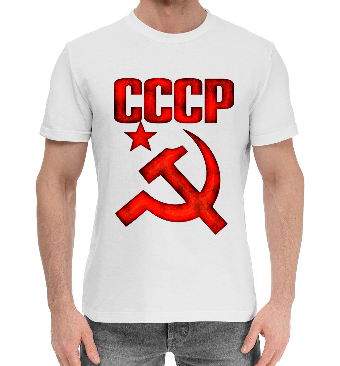 Мужская Хлопковая футболка с принтом СССР, артикул SSS-605057-hfu-2mp