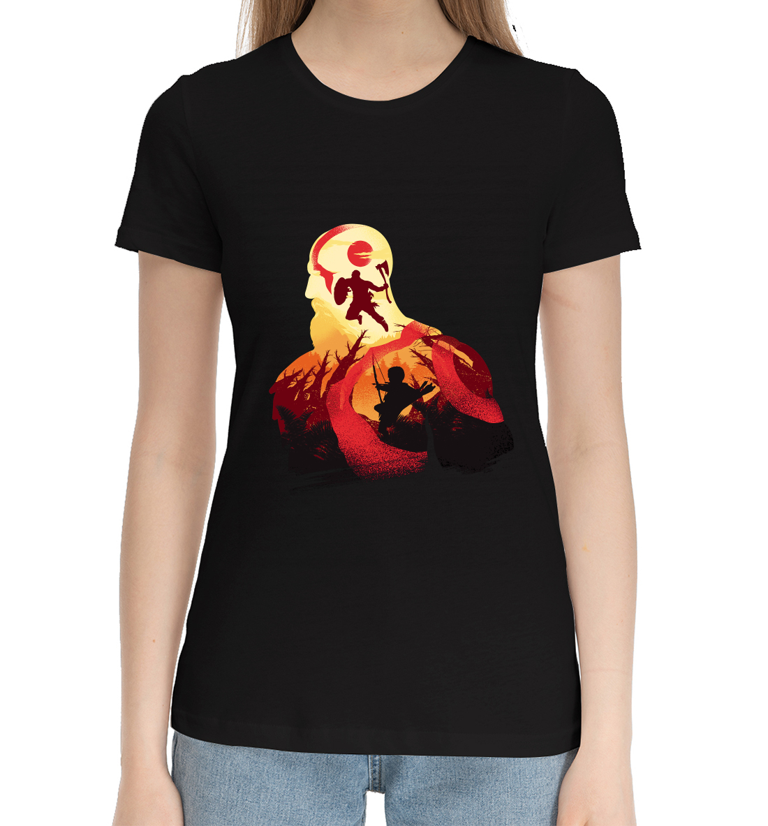 Женская Хлопковая футболка с принтом God of war, артикул RPG-498738-hfu-1mp