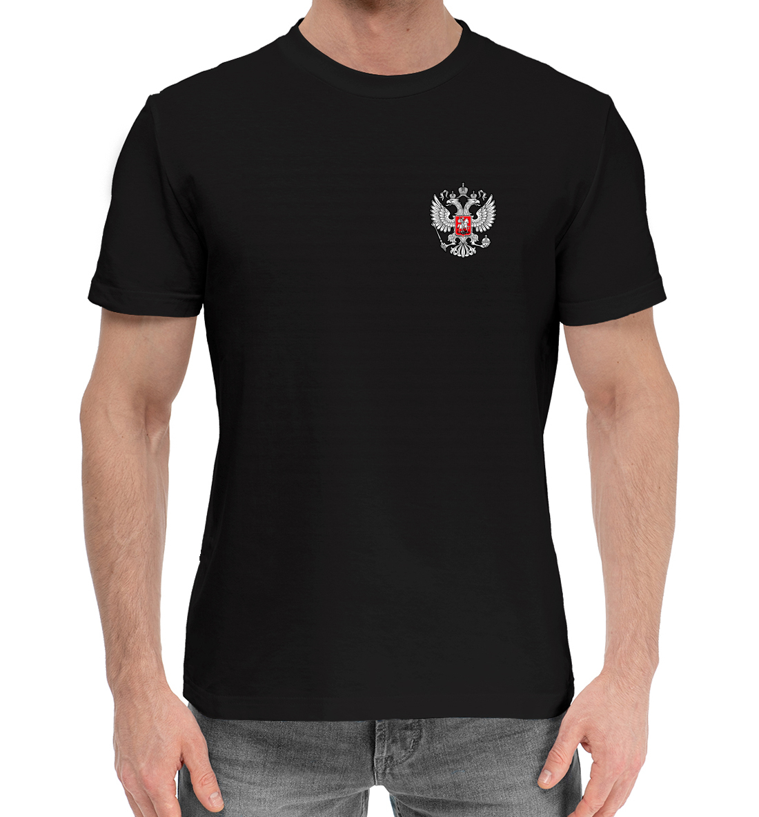 Мужская Хлопковая футболка с принтом Камуфляж с гербом, артикул SRF-216046-hfu-2mp