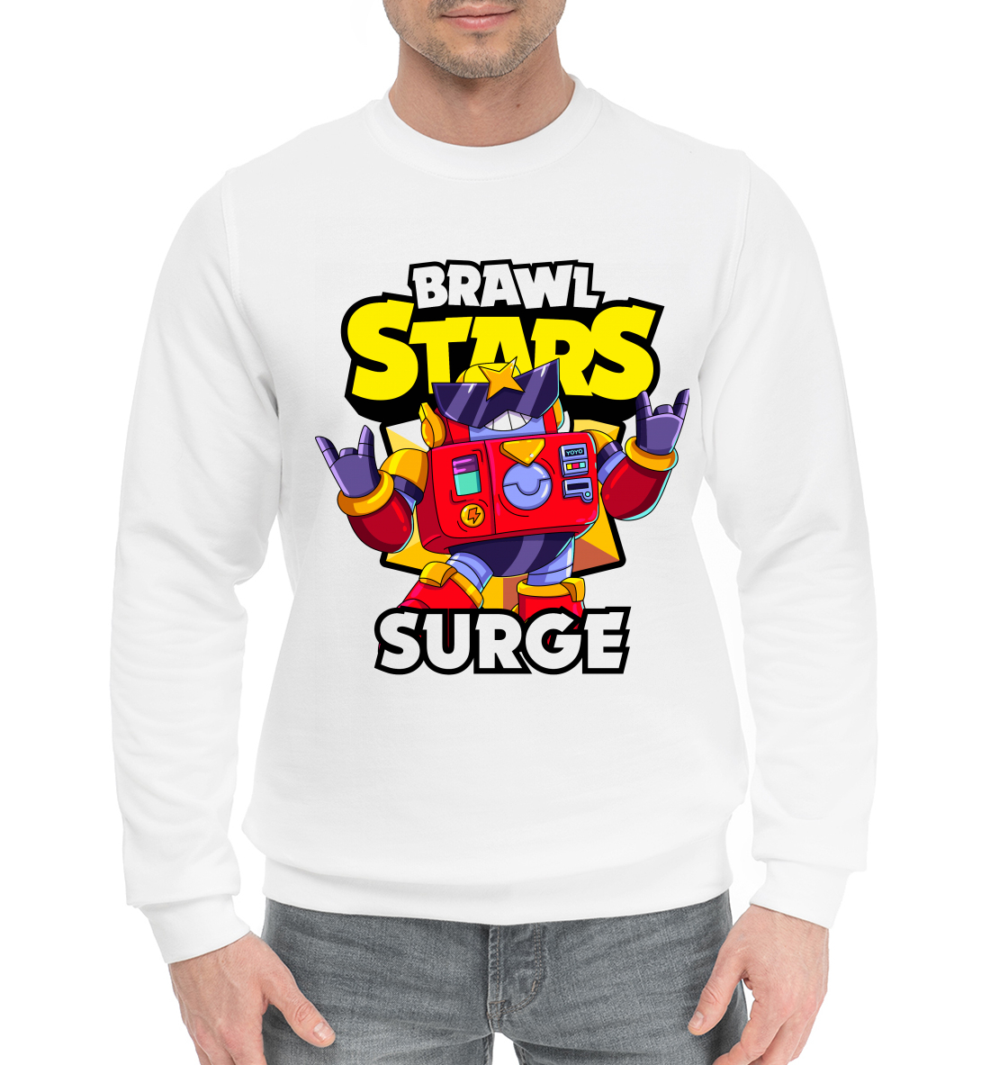 Мужской Хлопковый свитшот с принтом Brawl Stars, Surge, артикул CLH-418828-hsw-2mp