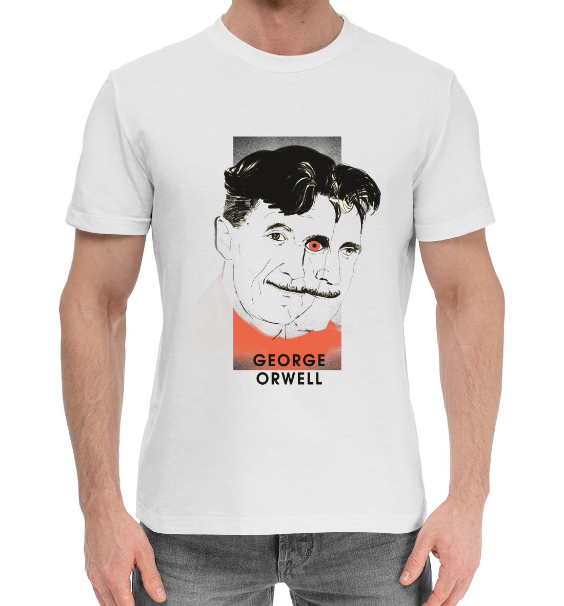 Мужская хлопковая футболка с принтом George Orwell